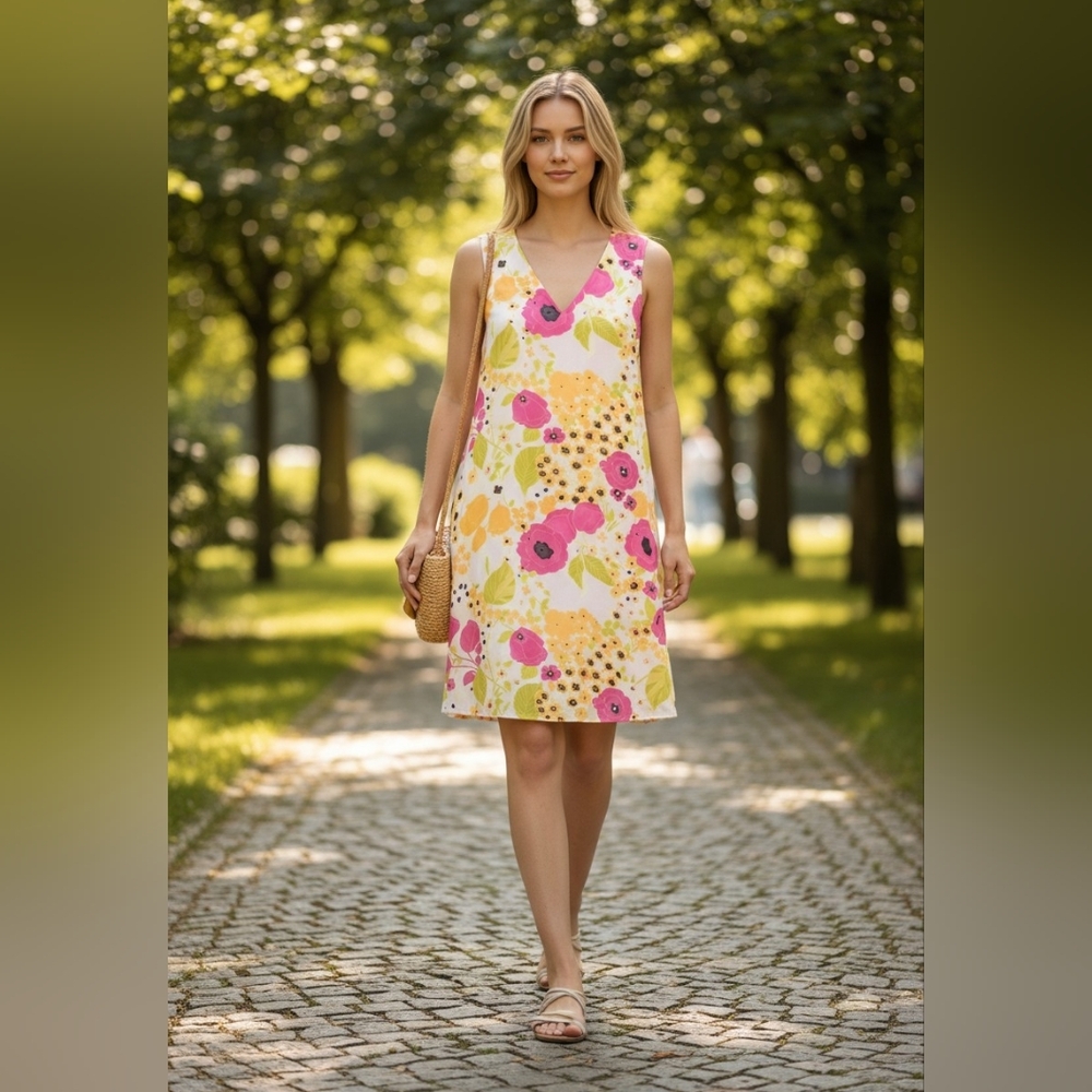 Julie Brown NYC Floral Print V-Neck Sleeveless Dress Size 6 NWT